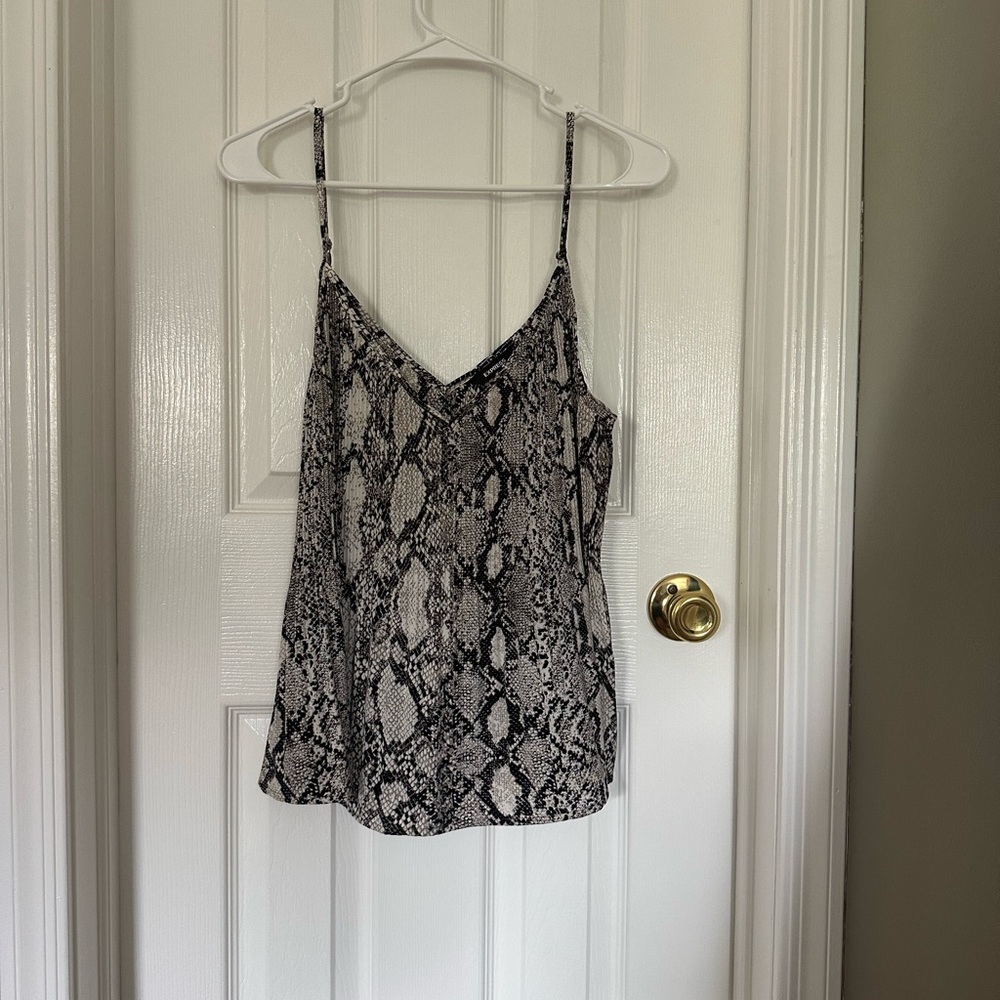 Express Black and White Fitted Camisole Top